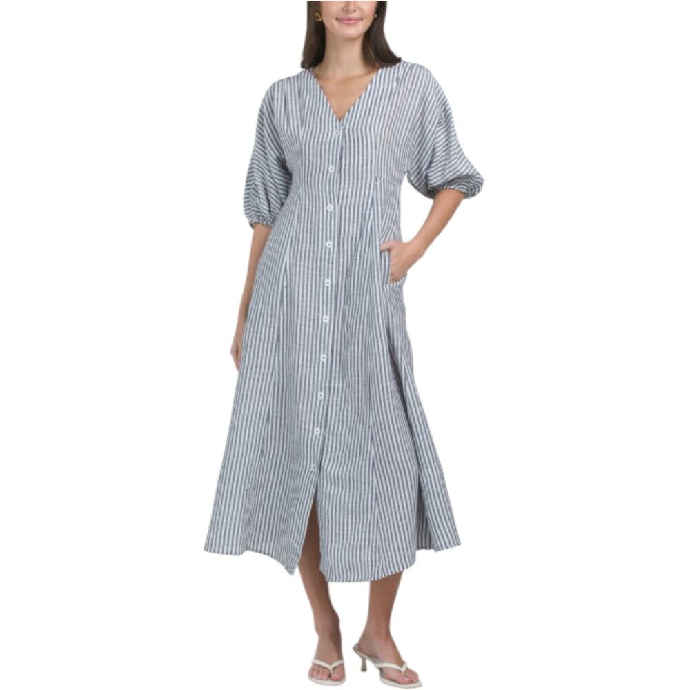 ♥️ MAX STUDIO Puff Sleeve V-neck Maxi Dress